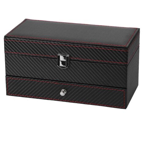 Boîte de rangement double pour bijoux (montres, boucles d'oreilles, bagues, bracelets, colliers) (1/5)