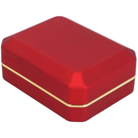 Boîte à bijoux rouge, intérieur floqué léger, idéale pour ranger bagues et pendentifs et offrir un coffret cadeau pour fiançailles ou mariage. (1/5)
