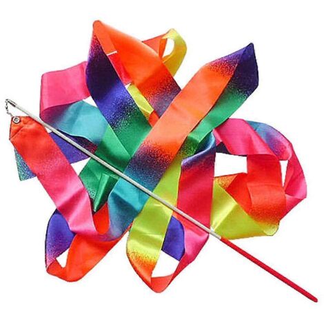 Bandes de soie de 4 m pour la gymnastique et la danse artistique chez les enfants, avec dégradé de couleurs. Idéales pour le ballet rythmique et artistique. (1/5)