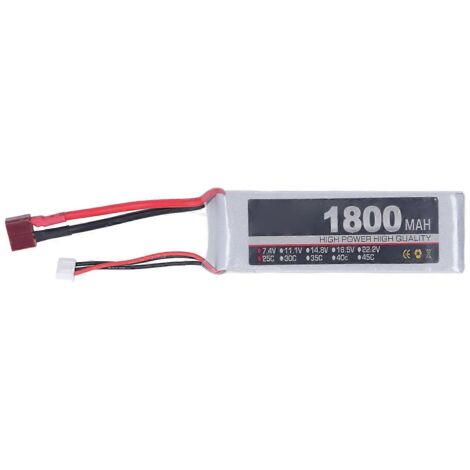 Batterie LiPo 2024RC 7,4 V 2S 1800 mAh 25C rechargeable au lithium-polymère pour voitures et avions RC (prise T). (1/5)