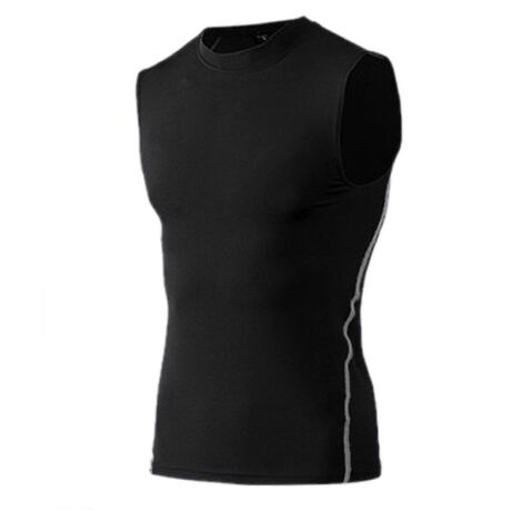Débardeur de musculation homme, col rond, sans manches, pour le fitness, la course à pied et le football, noir, taille M (1/5)