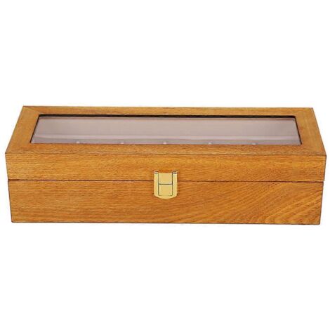 Boîte de rangement transparente en bois à 6 compartiments pour montres (1/5)