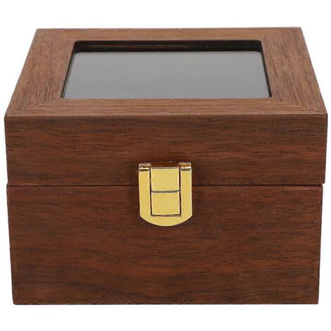 Boîte à montres en bois à 2 emplacements, style coquille, couleur noyer noir (1/5)