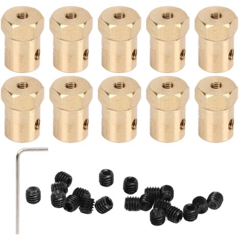 Accouplement hexagonal en laiton de 6 mm, flexible, pour pneus de voiture RC (lot de 10). (1/5)