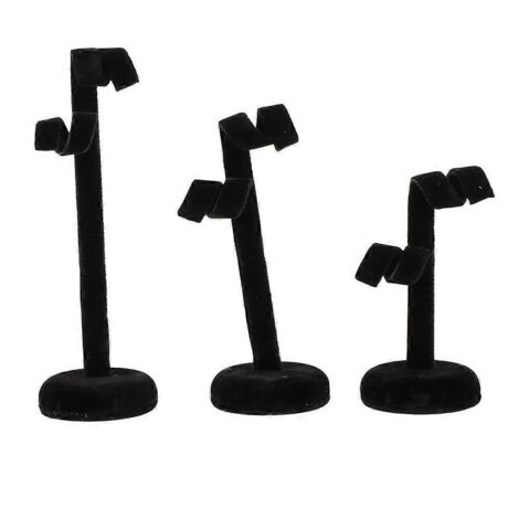 Ensemble de 3 présentoirs et rangements pour boucles d'oreilles décoratives de bureau (noir) (1/5)
