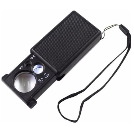 Loupe de bijoutier avec lumière LED, lentille acrylique UV, portable, grossissement 30x/60x, à tirer, œillet de bijoutier (1/5)