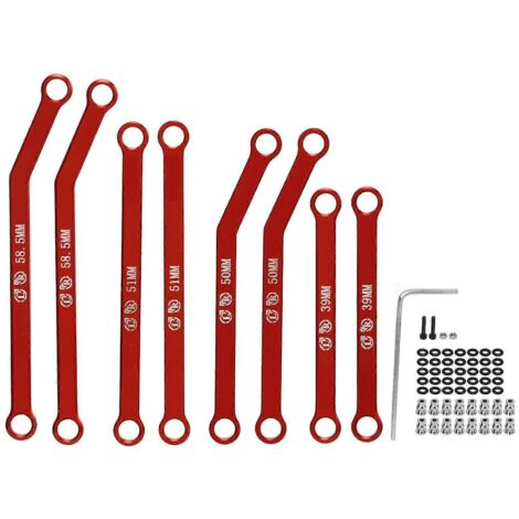 Biellette de direction en alliage d'aluminium pour voiture télécommandée Axial SCX24 1/24 (pièce de rechange rouge) (1/5)