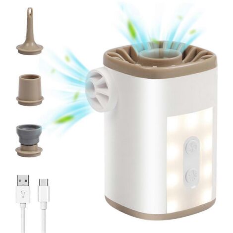 Pompe à air portable 2024, pompe à air électrique sans fil avec lumière LED, batterie rechargeable, pompe à matelas pneumatique, gonfleur ultraléger (1/5)