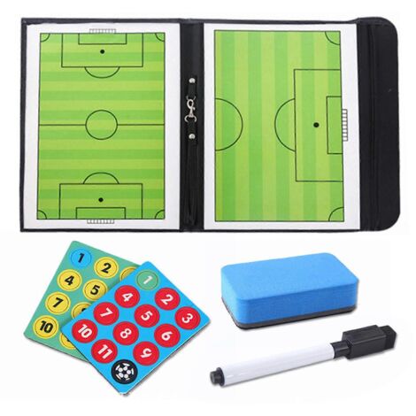 Tableau de stratégie de football magnétique effaçable à sec pour entraîneur, pliable et double face, avec bloc-notes à pince. (1/5)