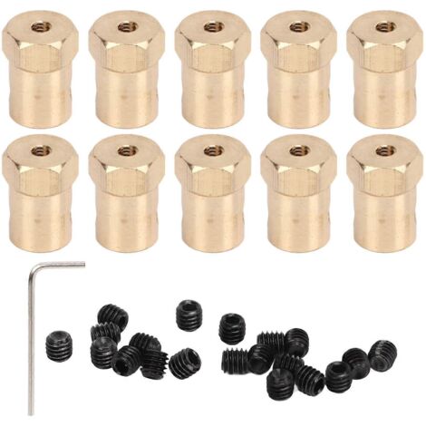 Lot de 10 accouplements hexagonaux en laiton de 5 mm de diamètre intérieur, flexibles, pour pneus de voitures RC. (1/5)