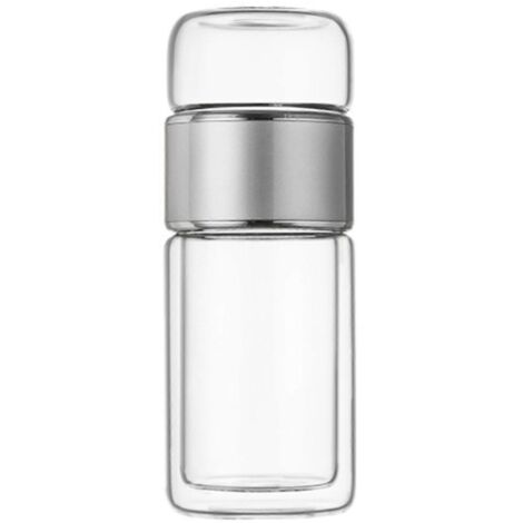 Nouveauté : Bouteille infuseur à thé 420 ml, double paroi en acier inoxydable et verre anti-fuite, idéale pour le bureau, les voyages et la maison. (1/5)
