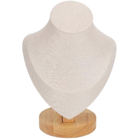 Présentoir à colliers en flanelle et cuir PU beige, idéal pour les magasins. (1/5)
