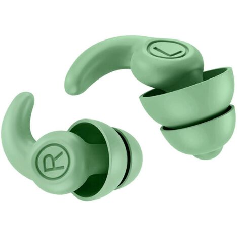 20241 Paire de bouchons d'oreille en silicone pour le sommeil, réduction du bruit, isolation phonique, bouchons d'oreille réutilisables, troisième génération, vert olive (1/5)