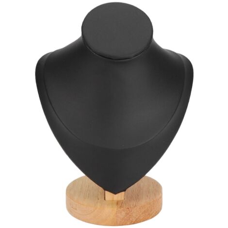 Présentoir à colliers en flanelle et cuir PU noir, idéal pour les magasins. (1/5)