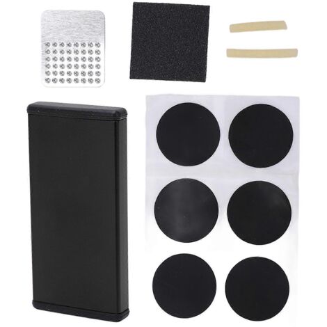 Kit de réparation de pneu de vélo sans colle, boîte de réparation d'urgence pour vélo de route et VTT, noir (1/5)