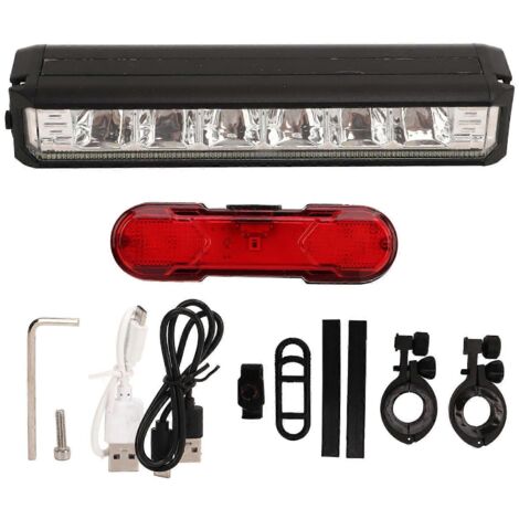 Ensemble de 6 lampes torches haute luminosité en alliage d'aluminium, rechargeables par USB, pour vélo, course à pied et randonnée nocturnes en extérieur. (1/5)