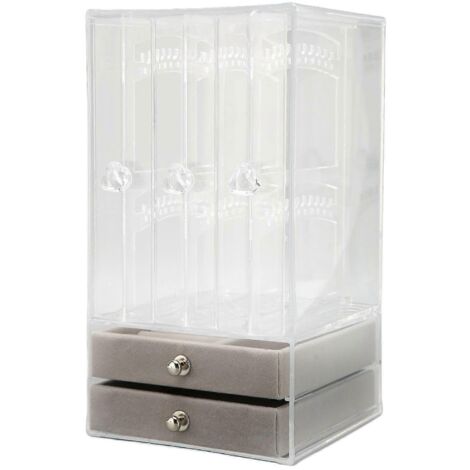 Boîte à bijoux transparente à 5 tiroirs en acrylique anti-poussière, idéale pour ranger boucles d'oreilles et bracelets. (1/5)