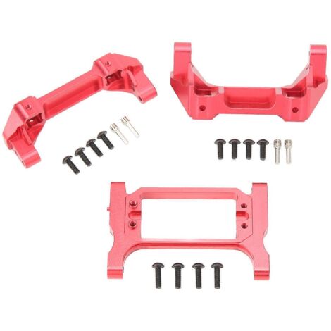 Kit de fixation de servo pour pare-chocs avant et arrière de voiture RC Traxxas 1/10 (rouge) - Support de servo en alliage d'aluminium (1/5)
