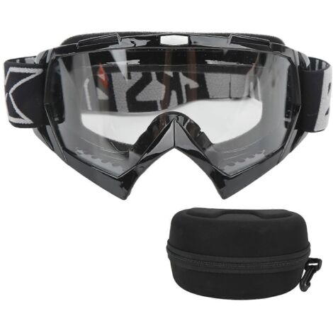 Lunettes de protection moto 2024 en mousse PC, réglables, pour la moto tout-terrain et la randonnée. Monture noire, verres transparents, gris W. (1/5)
