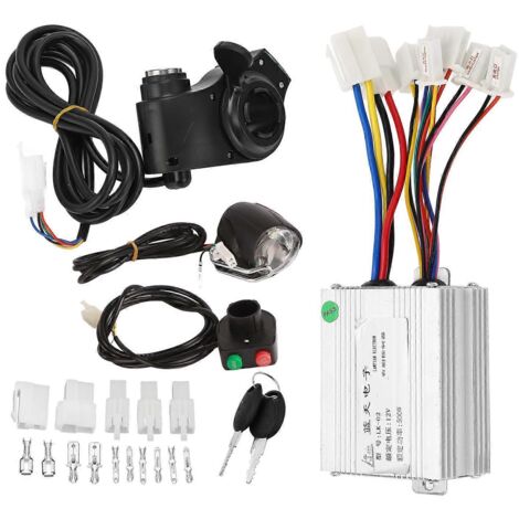 Contrôleur de moteur à balais 12 V 500 W avec phare, accélérateur au pouce, verrouillage et clés pour vélo/scooter électrique (1/5)