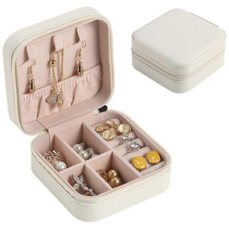 Boîte de rangement à bijoux, emballage cadeau, boucles d'oreilles, colliers, bagues, accessoires pour la maison et le bureau, blanche (1/2)