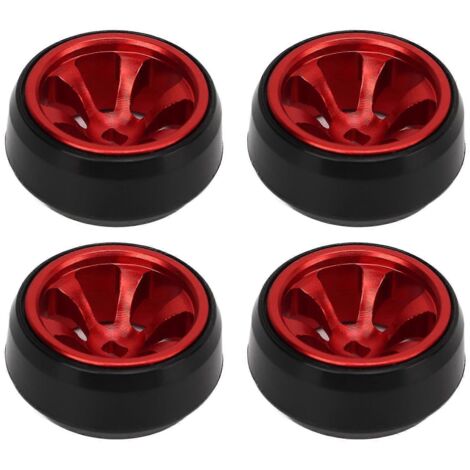 Lot de 4 pneus de drift RC en alliage d'aluminium, pièces de rechange rouges pour voiture RC WLtoys K989 1/28 (1/5)