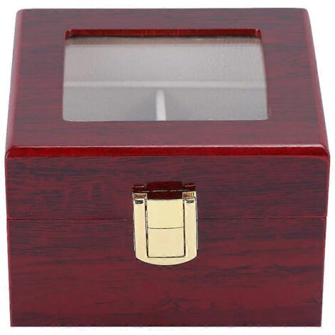 Boîte de rangement pour montres en bois à 2 compartiments avec fenêtre transparente (rouge) (1/5)