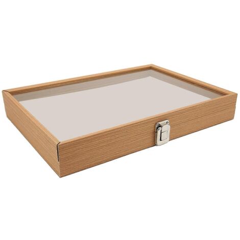 Vitrine transparente anti-poussière en bois de poirier, idéale pour ranger broches et médailles. (1/5)