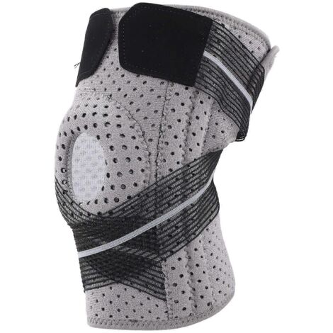 Genouillère de soutien avec coussinets en gel de silice pour la rotule, manchon de compression ajustable, sangle pour le cyclisme, le basketball et la course à pied. (1/5)
