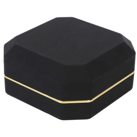 Coffret cadeau exquis pour bracelet, étui de rangement portable pour bijoux avec éclairage intégré, idéal pour une demande en mariage (noir) (1/5)