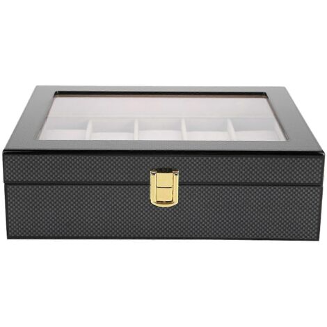 Coffret de rangement et présentoir à montres en bois peint à 10 compartiments (1/5)