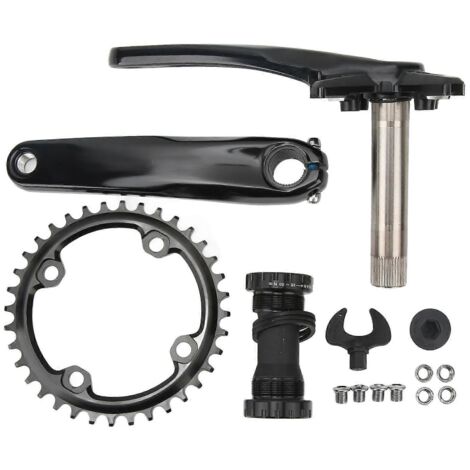 Pédalier VTT 2024, manivelles intégrées creuses de 170 mm avec boîtier de pédalier, plateau unique 36 dents (large et étroite), noir (1/5)