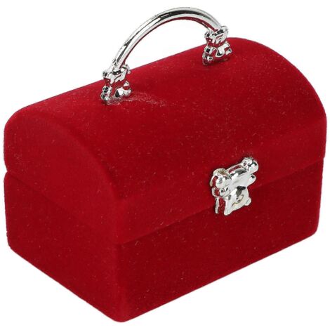 Petite boîte à bijoux floquée rouge rétro pour boucles d'oreilles, colliers et bracelets, idéale pour les voyages. Organisateur portable pour bracelets. (1/5)