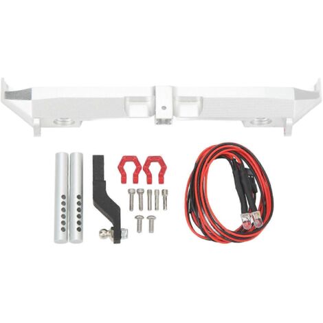Pare-chocs arrière 2024RC en alliage d'aluminium avec 2 LED blanches, compatible avec les voitures RC SCX10, TRX4 et Red Cat GEN8 1/10 (argent). (1/5)