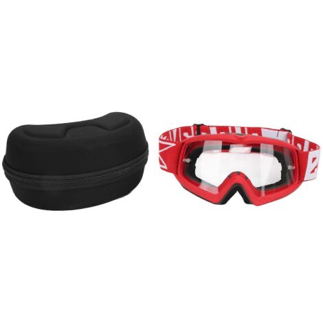 Lunettes de moto 2024 transparentes, anti-rayures et réglables pour enfant, adolescent et adulte, idéales pour le motocross, le cyclisme et l'escalade. Monture rouge 8060. (1/5)