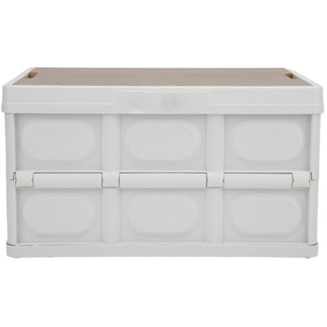 Coffre de rangement extérieur multifonctionnel pliable 202430L, épais, amovible et portable, avec panneau en bois blanc. (1/5)