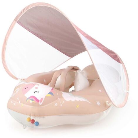 Bouée gonflable pour bébé 2024Baby, motif poney, avec voile de protection solaire amovible et sangle pour nourrisson (1/5)