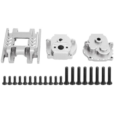 Carter et embase de boîte de vitesses en alliage d'aluminium à faible bruit pour Traxxas TRX4M 1/18 argent (1/5)