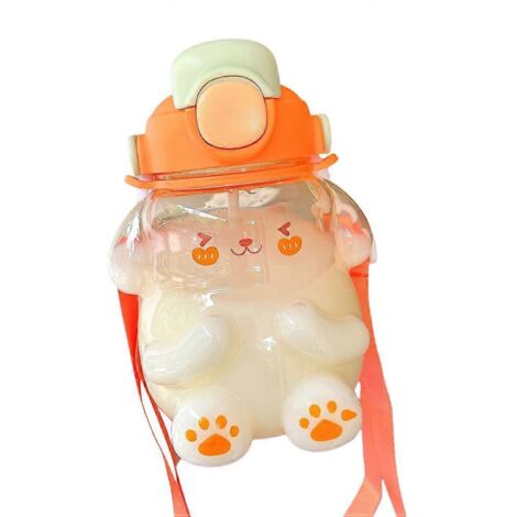 Gourde innovante 2024 en forme de lapin mignon avec paille, grande capacité, en plastique, avec bandoulière réglable, idéale pour le camping, le sport et les voyages. (1/5)