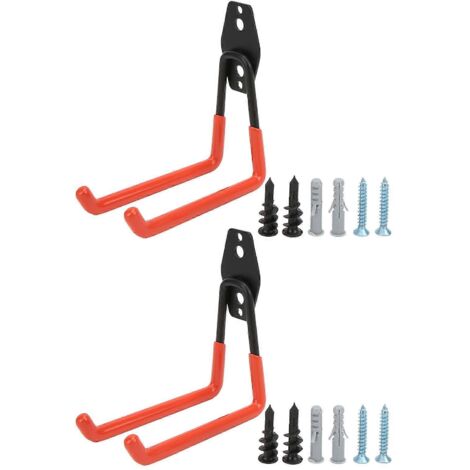 Crochets de garage orange en métal robuste (lot de 2) pour vélos, entrepôt ou balcon. (1/5)