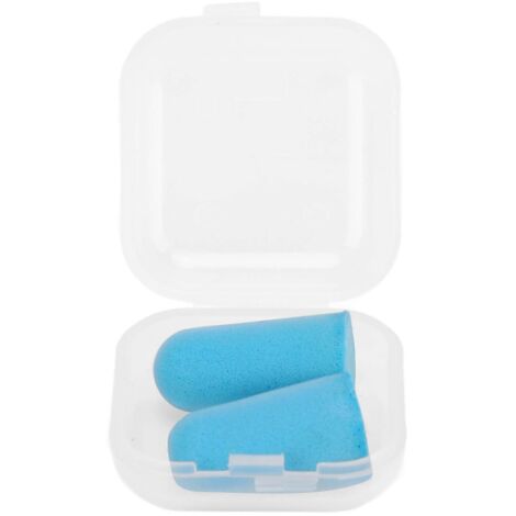 Lot de 2 bouchons d'oreille en éponge, isolation phonique, protection contre le bruit, pour la maison (bleu). (1/5)