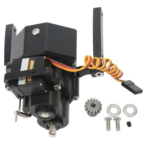 Boîte de vitesses avant 2024RC en alliage d'aluminium à double vitesse, dimensions idéales, surface anodisée, pour crawler 1/10 SCX10 (châssis 313 mm), noir. (1/5)