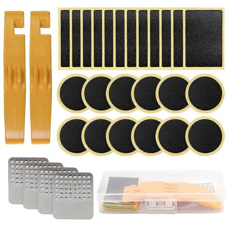 Kit de réparation portable pour chambre à air de vélo 2024 avec râpes métalliques et démonte-pneus pour vélos, motos et vélos électriques. (1/5)