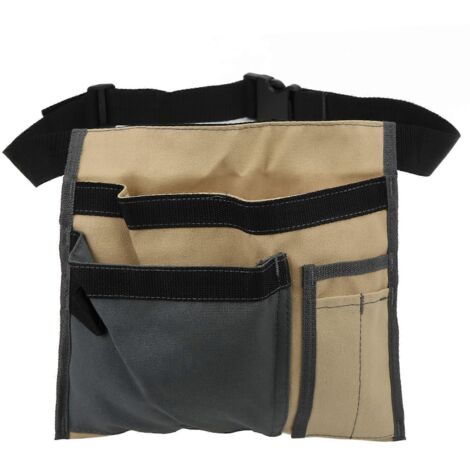 Sacoche ceinture porte-outils 2024 en toile, organisateur de rangement pour vis, clous, écrous et forets, kit de réparation, kaki (1/5)