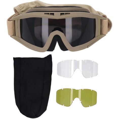 Lunettes de sécurité coupe-vent 2024, anti-explosion et résistantes aux impacts, avec verres HD, pour moto et ski, couleur kaki. (1/5)