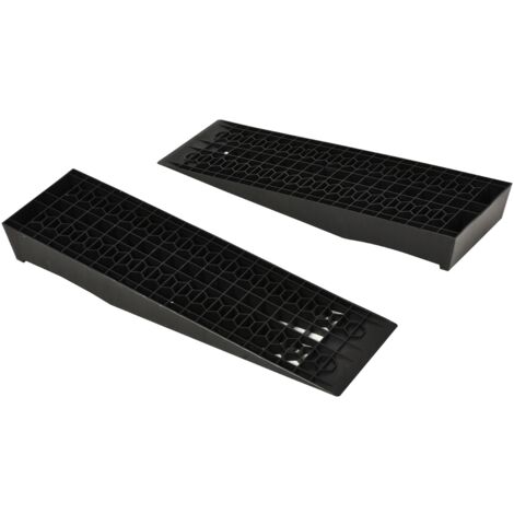 Set de 2 rampes d'accès, rampe de seuil, rampe de trottoir, rampes en caoutchouc, capacité 3 tonnes, plastique, noir
