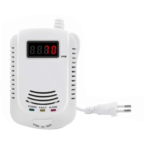 Détecteur de gaz, alarme de gaz méthane propane, détecteur de fuites de gaz avec écran LCD de sécurité, prise UE, blanc (1/5)
