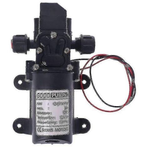 Pompe à eau auto-amorçante à membrane haute pression 70 W, 12 V CC, 130 psi, 6 l/min (1/4)