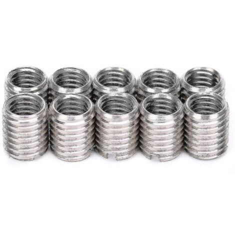 2024 Lot de 10 écrous à insérer, filetage femelle M81,25, filetage mâle M101,5, longueur 12 mm, trou inférieur 9,0 mm, acier inoxydable, douille filetée pour montage et réparation (1/4)