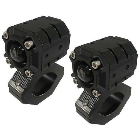 Lot de 2 projecteurs LED pour moto, jaune et blanc, lentille LED bicolore, feux de route/croisement, antibrouillard, noir (1/5)